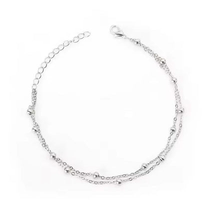 Fashion double-layer small round pearl golden bracelet